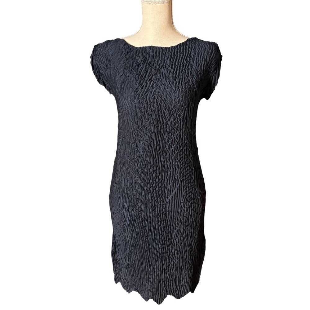 Babette San Francisco crinkle dress XS navy blue Babette SF scalloped